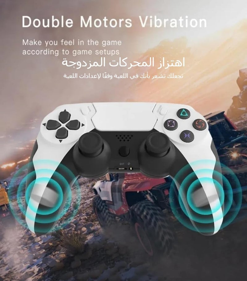 Wireless Joystick Compatible with PS4/Slim/Pro with Cable Dual Vibration Motor Gaming Bluetooth Gamepad Double Shock 4 Controller Work For PlayStation 4 (WHITE) - Image 3