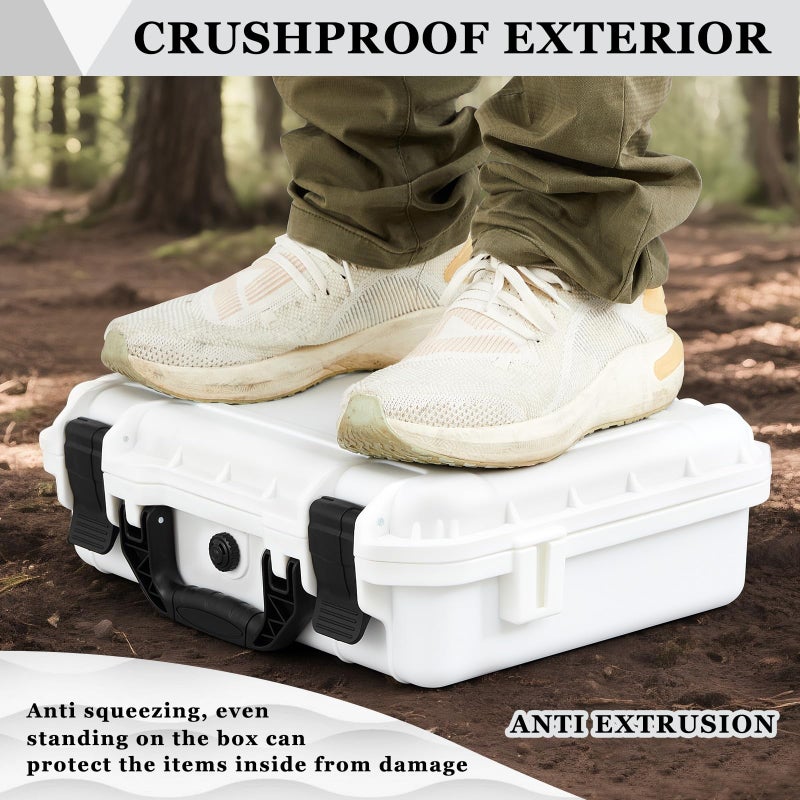 Relaxweex 1 Pcs 16.3 x 12.4 x 6.5 Inch Waterproof Hard Case with DIY Customizable Foam Insert Portable Protective Case with Knife for Camera Drones Equipments Tools Test Instruments (White) - Image 5