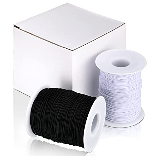 Outus Elastic String for Bracelets Making,2 Rolls 0.8 mm Bracelet String Elastic Total 109 Yards,Sturdy Stretchy Cord for Jewelry Making,Necklaces(Black and White) - Image 1