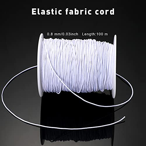Outus Elastic String for Bracelets Making,2 Rolls 0.8 mm Bracelet String Elastic Total 109 Yards,Sturdy Stretchy Cord for Jewelry Making,Necklaces(Black and White) - Image 2