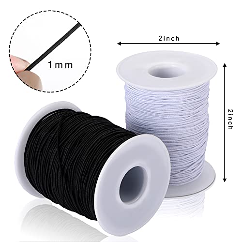 Outus Elastic String for Bracelets Making,2 Rolls 0.8 mm Bracelet String Elastic Total 109 Yards,Sturdy Stretchy Cord for Jewelry Making,Necklaces(Black and White) - Image 3