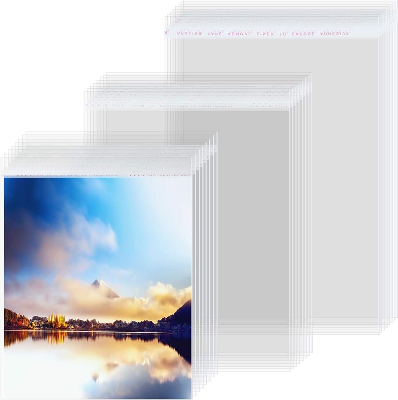 comfrt 3 Mil Thick Crystal Clear Sleeves No Acid Storage Bags Transparent Sealing Bag for Art Photo Prints Framing Mats Mattes, 5 x 7 Inch, 8 x 10 Inch, 11 x 14 Inch (60 Pieces) - Image 1