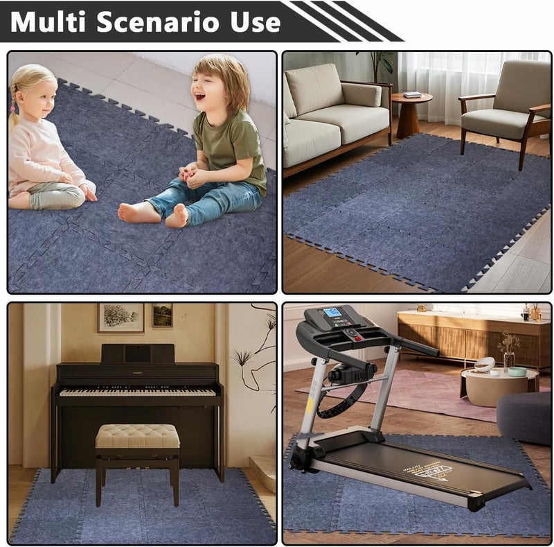 Terukir 20 Pcs Thick Sound Absorbing Interlocking Floor Mats, 11.8 x 11.8 x 0.32 inches High Density Piano Carpet Drum Rug, Non-Slip Anti Vibration Soundproof Pads Acoustic Blankets for Music Studio, Grey - Image 5