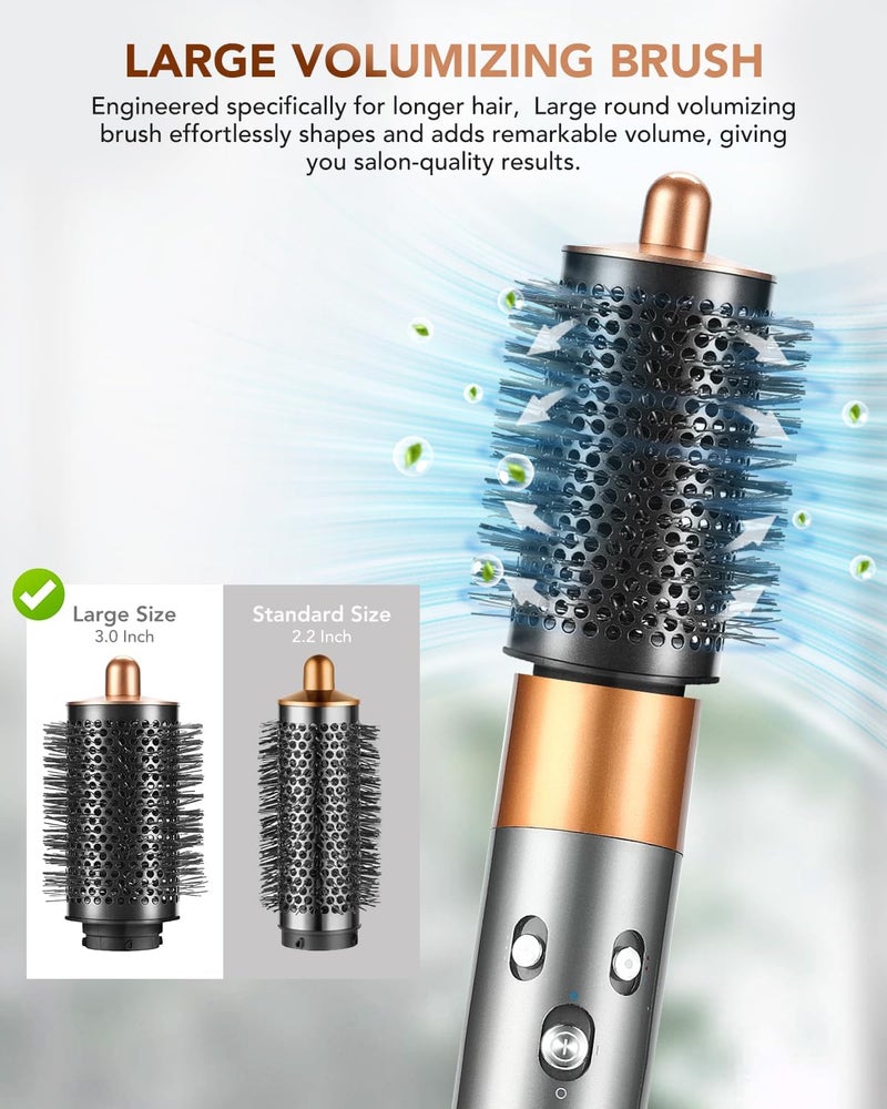 فرشاة تكبير مستديرة كبيرة مطورة من لجهاز Dyson Airwrap Styler HS01/HS05، ملحق فرشاة مستديرة كبيرة لتكبير الحجم للشعر الناعم، تصفيف الحجم والتجعيد، نحاسي - Image 2