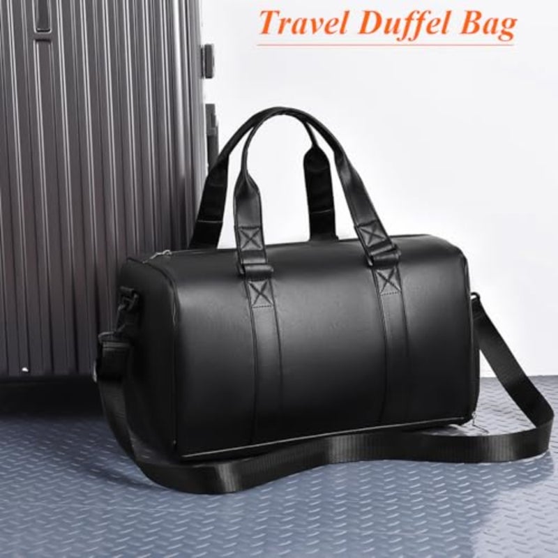 Sports Gym Bag for Men and Women 35L Lightweight Travel Duffel Bag with Separate Shoes Compartment Carry-On Weekend Overnight Bag Sport Tote Bag for Gym, Office, Travel Black - Image 5