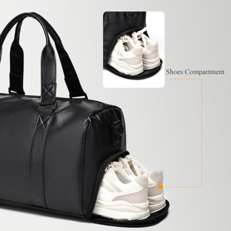 Sports Gym Bag for Men and Women 35L Lightweight Travel Duffel Bag with Separate Shoes Compartment Carry-On Weekend Overnight Bag Sport Tote Bag for Gym, Office, Travel Black - Image 4