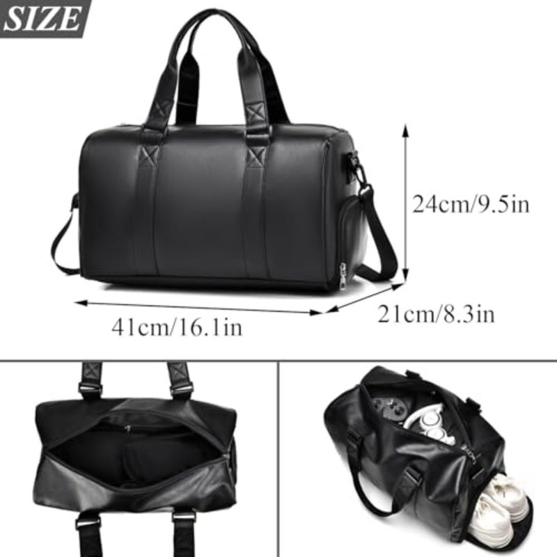 Sports Gym Bag for Men and Women 35L Lightweight Travel Duffel Bag with Separate Shoes Compartment Carry-On Weekend Overnight Bag Sport Tote Bag for Gym, Office, Travel Black - Image 2