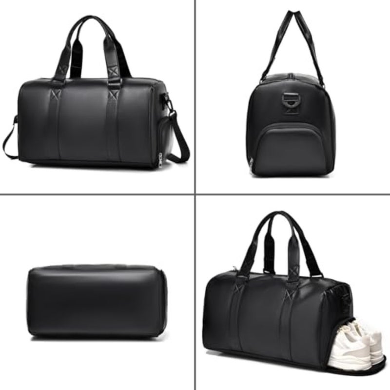 Sports Gym Bag for Men and Women 35L Lightweight Travel Duffel Bag with Separate Shoes Compartment Carry-On Weekend Overnight Bag Sport Tote Bag for Gym, Office, Travel Black - Image 3