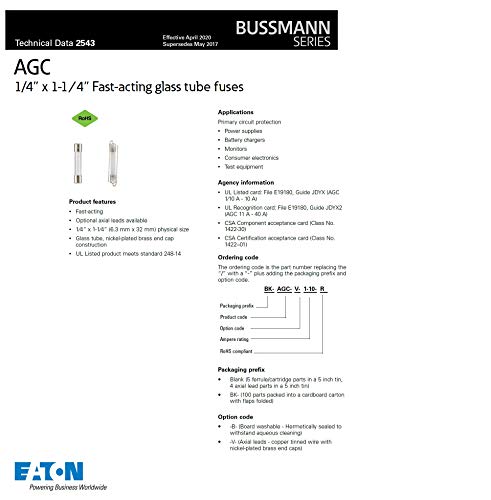 Bussmann AGC-5 Fuse 5A 250V Buss AGC5 (Pack of 5) - Image 4