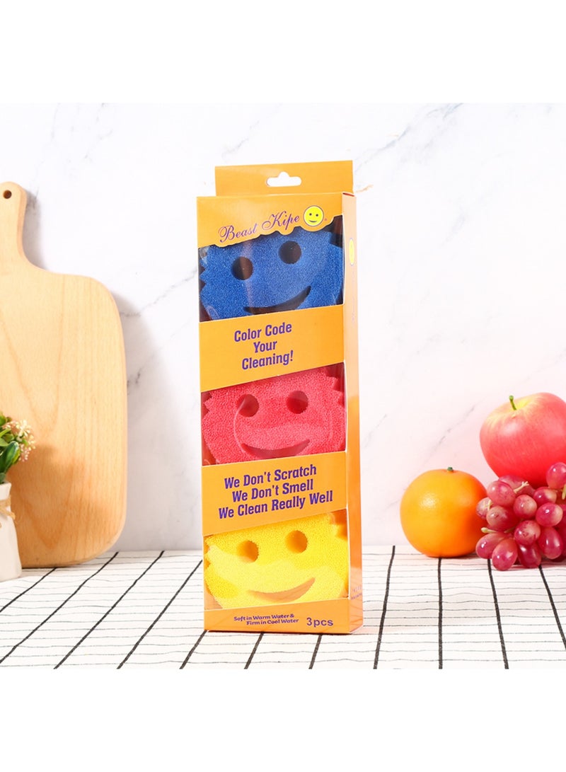 YelaJoy Variety Colors -Durable Kitchen Sponge - Scratch-Free, BPA Free, Dual-Sided Cleaning Power, Stain Resistant (3 Pack) - Image 1