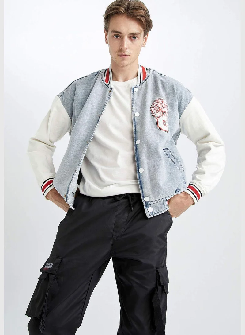 DeFacto  Man Relax Fit Bomber Long Sleeve Denim Jacket for Men | Best Price UAE