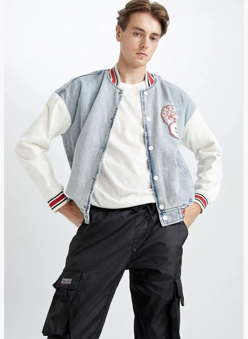 DeFacto  Man Relax Fit Bomber Long Sleeve Denim Jacket for Men | Best Price UAE
