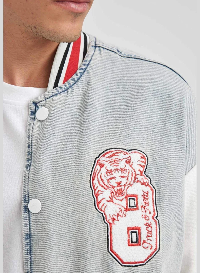 DeFacto  Man Relax Fit Bomber Long Sleeve Denim Jacket for Men | Best Price UAE