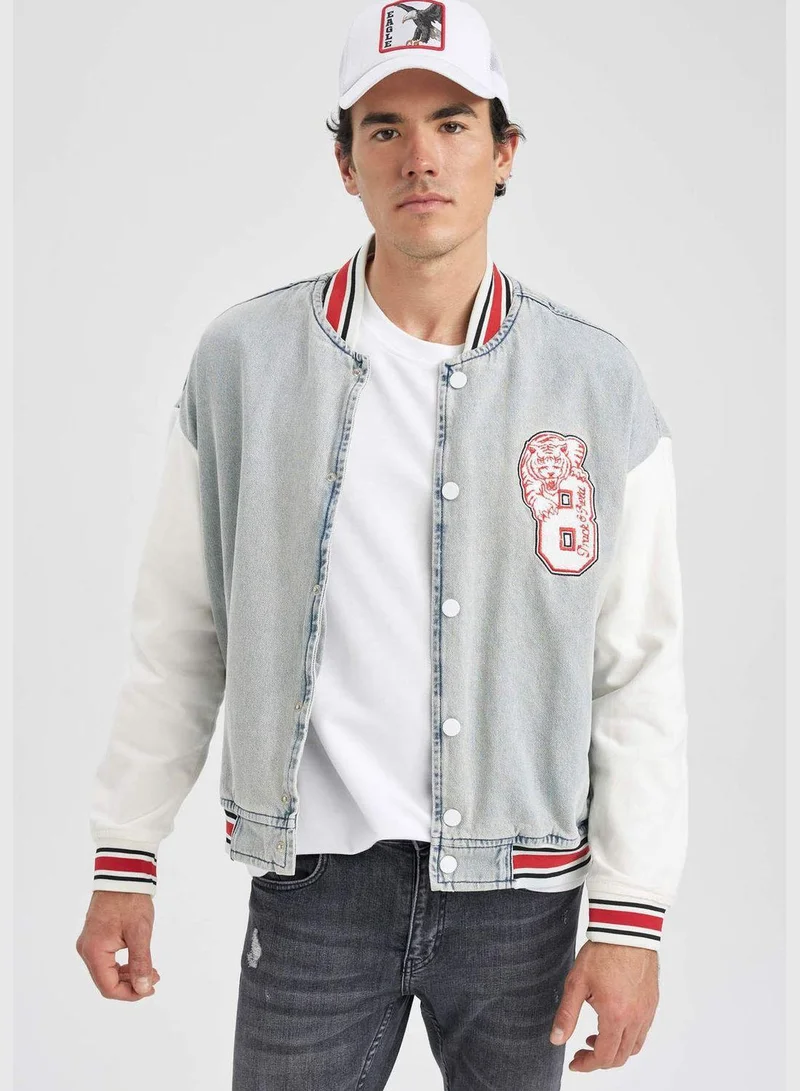 DeFacto  Man Relax Fit Bomber Long Sleeve Denim Jacket for Men | Best Price UAE