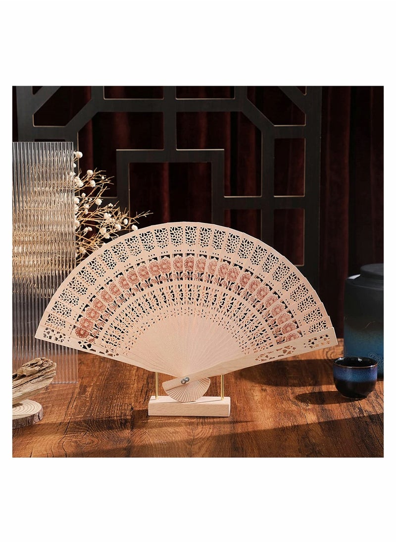 Generic - Elegant Vintage Wooden Folding Fan - Handcrafted Sandalwood Handheld Fan with Tassel, Ideal for Weddings, Birthday Gifts & Special Occasions, Stylish Foldable Design for Women - Image 1
