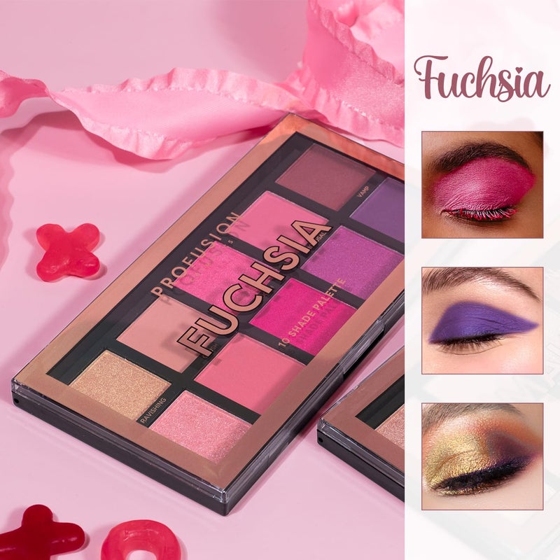 Profusion Cosmetics 10 Shade Eyeshadow Palette - High Pigmented Multi-Finish Colors, Vegan & Cruelty-Free, Create Stunning Looks On-the-Go - Travel-Friendly & Versatile Makeup, Fuchsia - Image 4