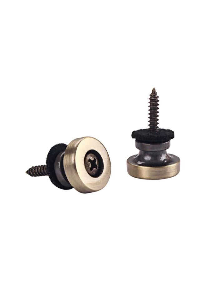 2Pcs Metal Guitar Security Strap Lock Safety Strap ons with Screws and Gasket for Electric Acoustic Folk Guitar Replacement (Bronze and Black) - Image 1