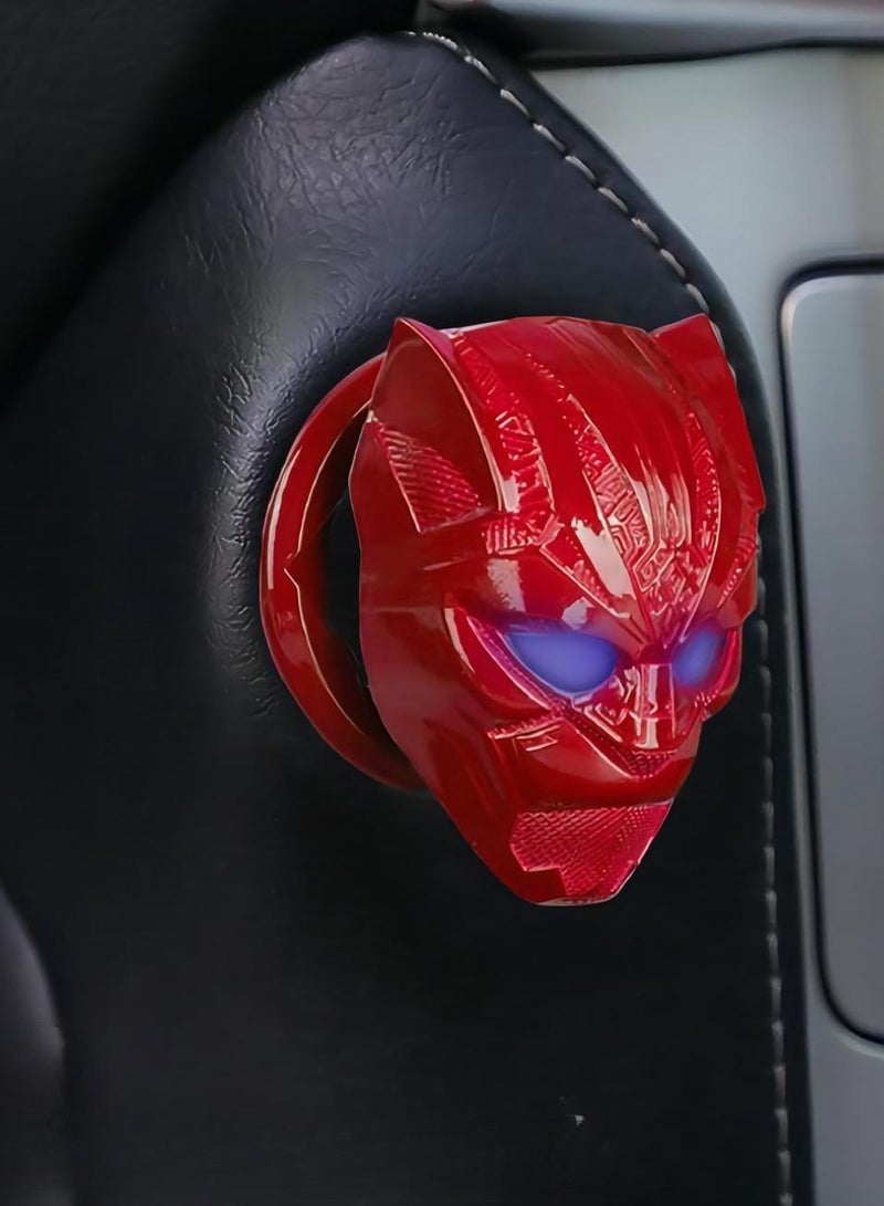 Car Engine Start Cover of Black Panther Push, Start Stop Button Cover Replacement Push Button Car Engine Start Stop Trim Protector Key Ring Circle Cover 3D Car Interior Accessory Red - Image 2
