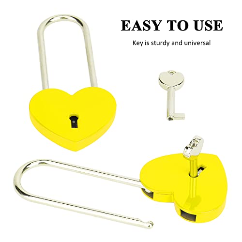 VeYocilk Love Lock Heart Padlock,Yellow Single Heart Wish Lock with Key for Lovers Wedding,Valentine's Day,Anniversary,Travel(with Key) - Image 3