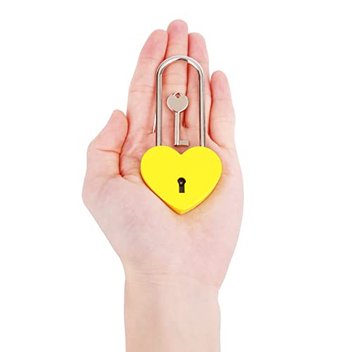 VeYocilk Love Lock Heart Padlock,Yellow Single Heart Wish Lock with Key for Lovers Wedding,Valentine's Day,Anniversary,Travel(with Key) - Image 4