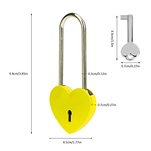 VeYocilk Love Lock Heart Padlock,Yellow Single Heart Wish Lock with Key for Lovers Wedding,Valentine's Day,Anniversary,Travel(with Key) - Image 2