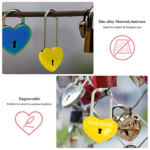 VeYocilk Love Lock Heart Padlock,Yellow Single Heart Wish Lock with Key for Lovers Wedding,Valentine's Day,Anniversary,Travel(with Key) - Image 5