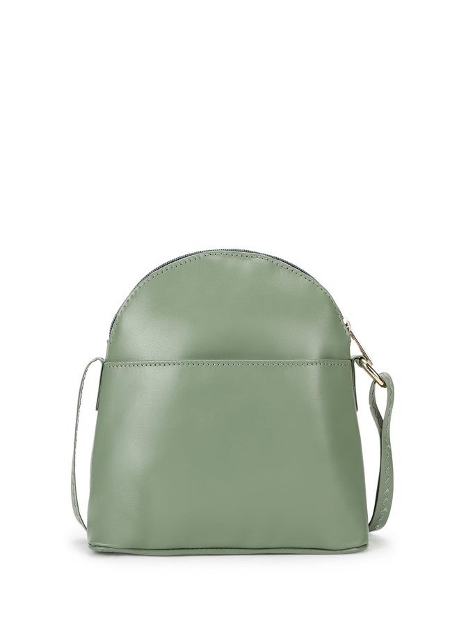 Fastrack Sling Bag | Faux Leather Sling With Adjustable Belt and Quick Access Pocket | Zip Closure and Spacious Interior | Trendy Women's Handbags, Green - Image 5