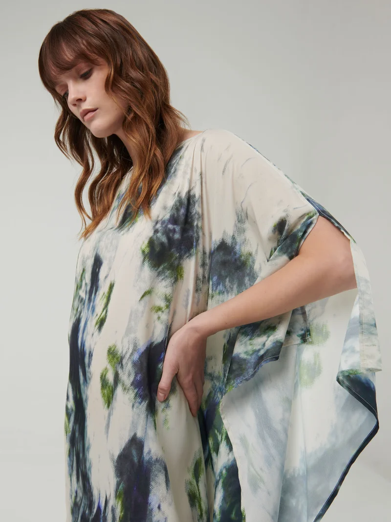leem Blurred Floral Print Kaftan