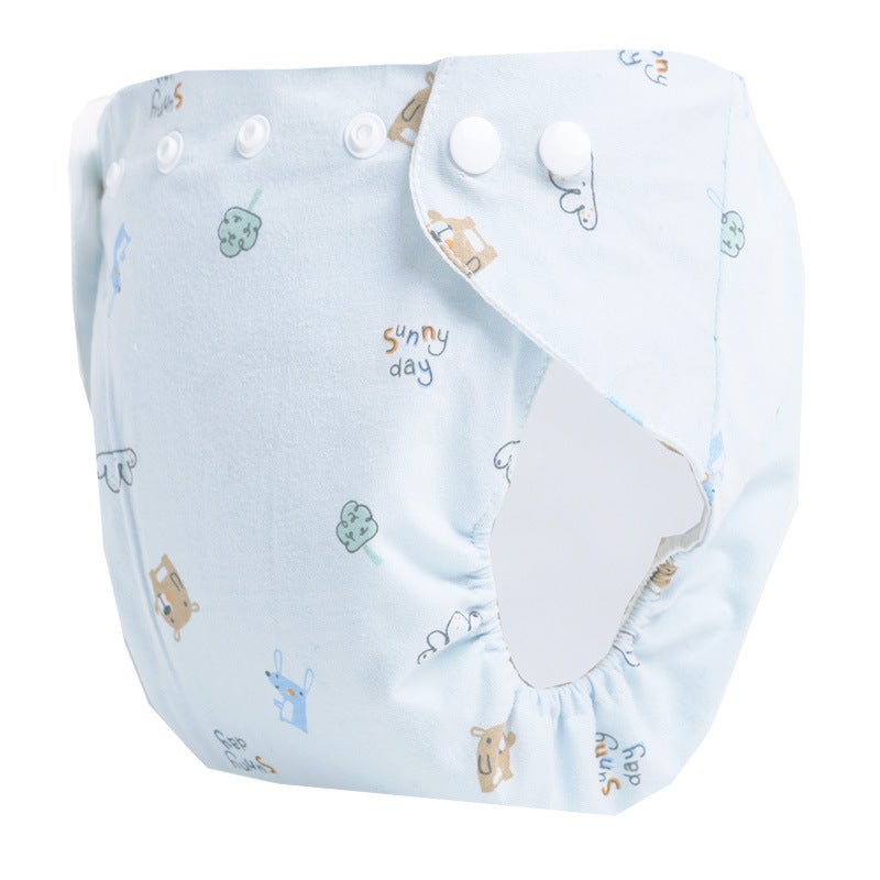 Breathable Cotton Waterproof Baby Diaper Pants Blue 