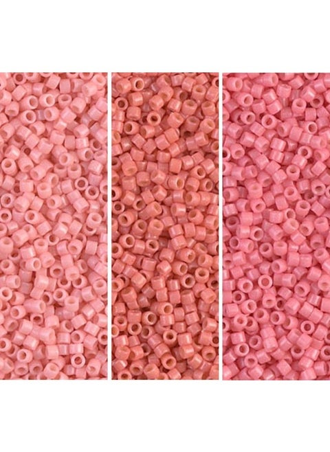 Delica Seed Beads Bundle: Size 11 0 Duracoat Opaque Lychee (Db2113) Lt Watermelon (Db2114) & Guava (Db2115) 3 Tubes Of 7.2 Grams Ea
