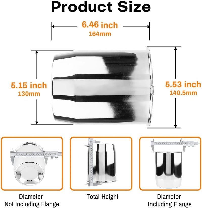 GTOWNWORKS 4Pcs 5.15in Center Caps Fit Truck Trailer RV SUV 5.15" Center Bore Wheels Rims, Carbon Steel Chrome Silver Push Through Hub Covers - Image 4