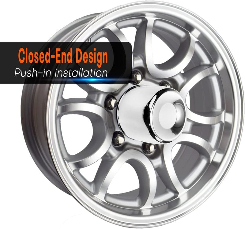 GTOWNWORKS 4Pcs 5.15in Center Caps Fit Truck Trailer RV SUV 5.15" Center Bore Wheels Rims, Carbon Steel Chrome Silver Push Through Hub Covers - Image 2