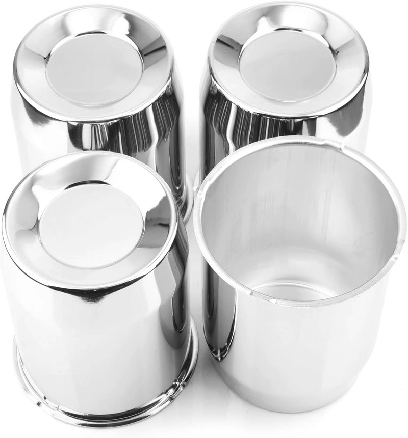 GTOWNWORKS 4Pcs 5.15in Center Caps Fit Truck Trailer RV SUV 5.15" Center Bore Wheels Rims, Carbon Steel Chrome Silver Push Through Hub Covers - Image 1