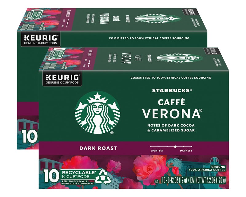 Starbucks Caffe Verona Coffee K-Cup Pods, Dark Roast Arabica Coffee, 20 Count (Pack of 2 Boxes) - Image 1