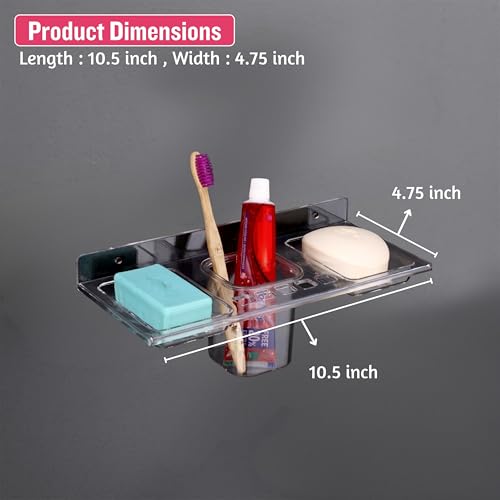 HAPPI Unbreakable PC Plastic 4 in 1 Soap Dish Holder Glass Tumbler and Tooth Brush Holders, Soap Stand, Soap Case, Soap Holder Stand Wall Mounted for Bathroom (Clear) - Image 4