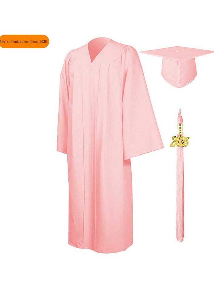 Loquat Middle High School College Graduation Gown Robe With Cap Pink - Image 1