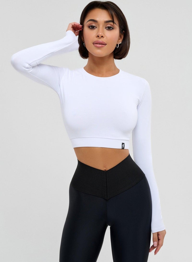 Bona Fide Rashguard Midi Crop Gym Top - Image 2