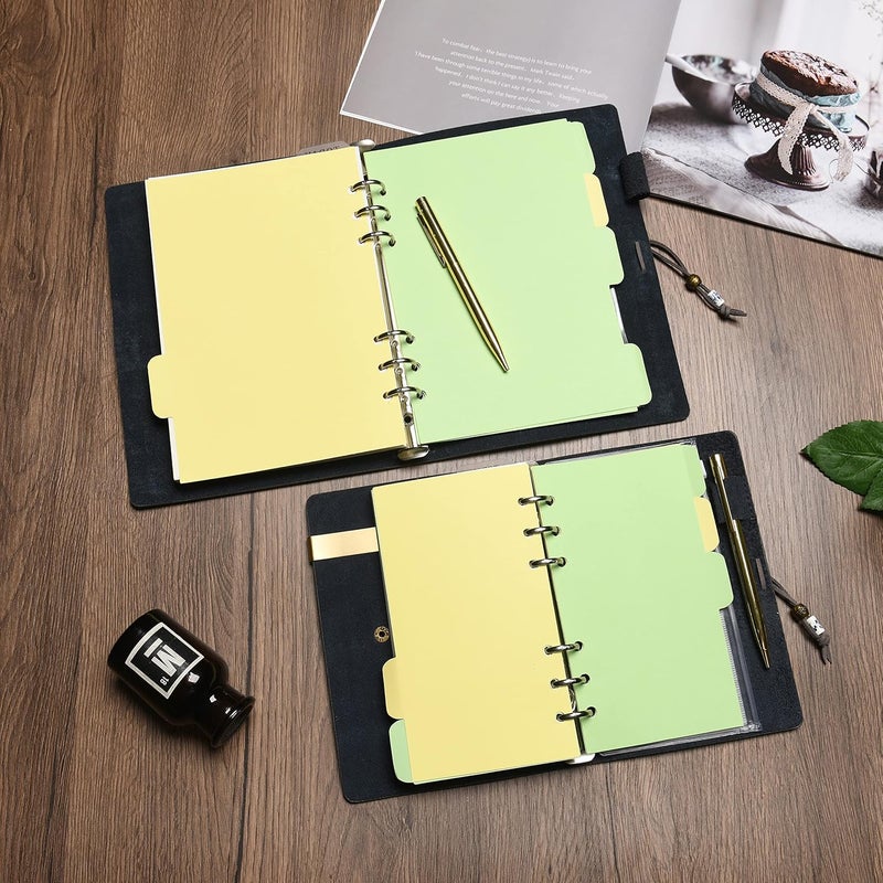 WONDERPOOL Leather Journal A6 Refillable 6 Ring Binder Notebook with Lined Paper and Pen,Writing Diary for Work Travel and Agenda Plan (A6, Grey) - Image 3