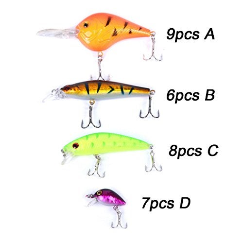 Aorace 30pcs Fishing Lures Kit Mixed Including Minnow Popper Crank Baits with Hooks for Saltwater Freshwater Trout Bass Salmon Fishing - Image 2