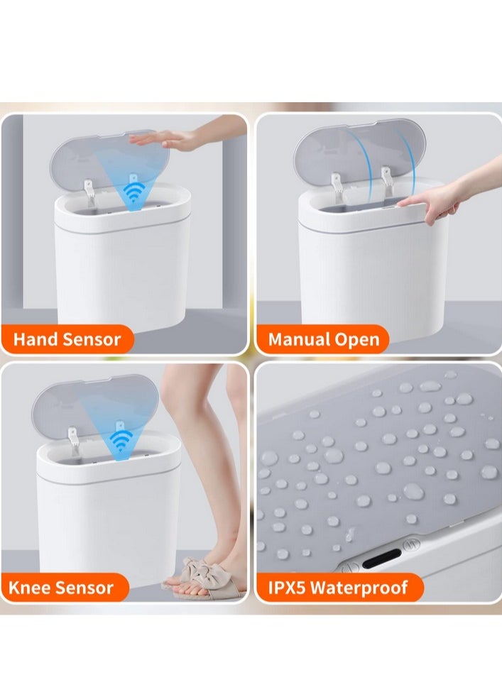 Generic Bathroom Trash Can 8L Waterproof Motion Sensor Small Bathroom Trash Can with Lid Slim Plastic Narrow Bedroom Garbage Can  - Image 4