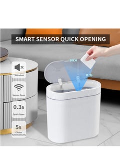 Generic Bathroom Trash Can 8L Waterproof Motion Sensor Small Bathroom Trash Can with Lid Slim Plastic Narrow Bedroom Garbage Can  - Image 5