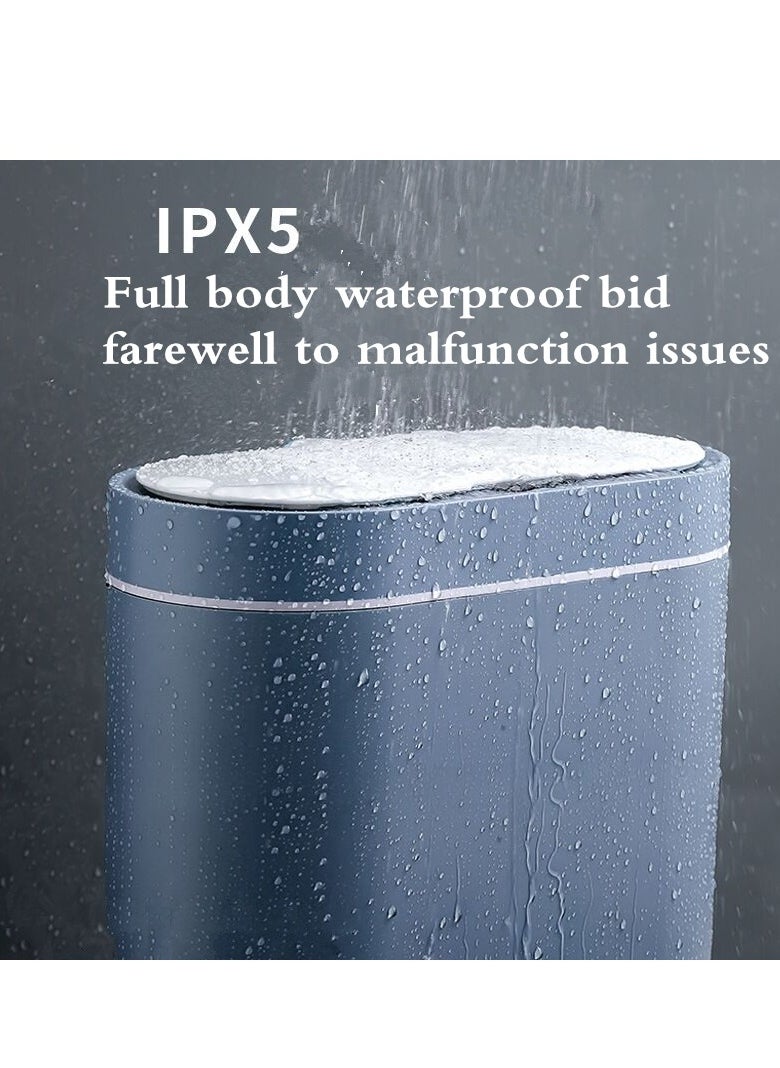 Generic Bathroom Trash Can 8L Waterproof Motion Sensor Small Bathroom Trash Can with Lid Slim Plastic Narrow Bedroom Garbage Can  - Image 2
