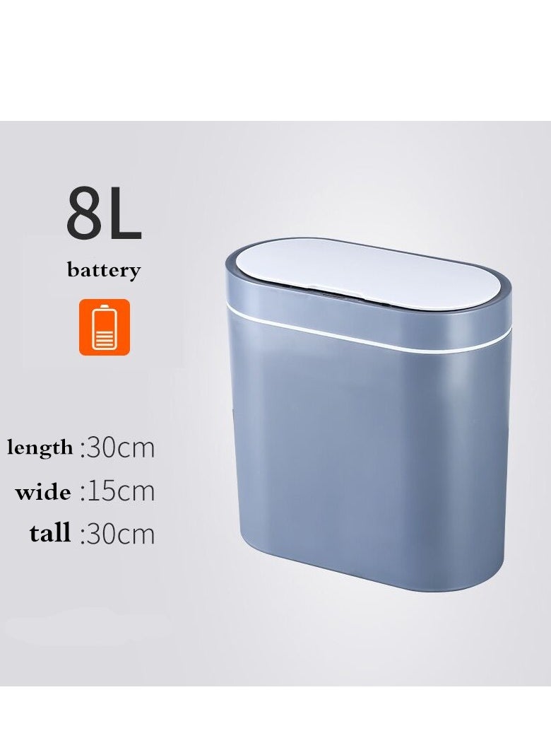 Generic Bathroom Trash Can 8L Waterproof Motion Sensor Small Bathroom Trash Can with Lid Slim Plastic Narrow Bedroom Garbage Can  - Image 1