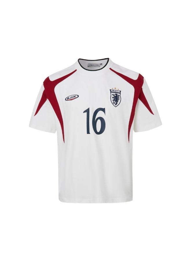 MADEEXTREME Vintage Football Jersey T-Shirt, Men's Retro Streetwear Patchwork Embroidered Badge Casual Fan Short Sleeve Tee - Image 1