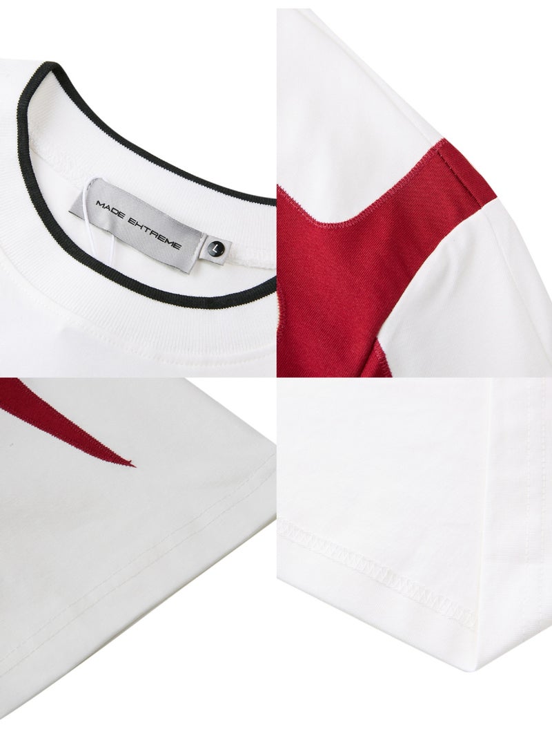 MADEEXTREME Vintage Football Jersey T-Shirt, Men's Retro Streetwear Patchwork Embroidered Badge Casual Fan Short Sleeve Tee - Image 4