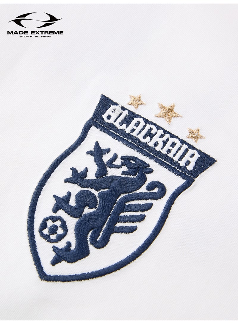 MADEEXTREME Vintage Football Jersey T-Shirt, Men's Retro Streetwear Patchwork Embroidered Badge Casual Fan Short Sleeve Tee - Image 2