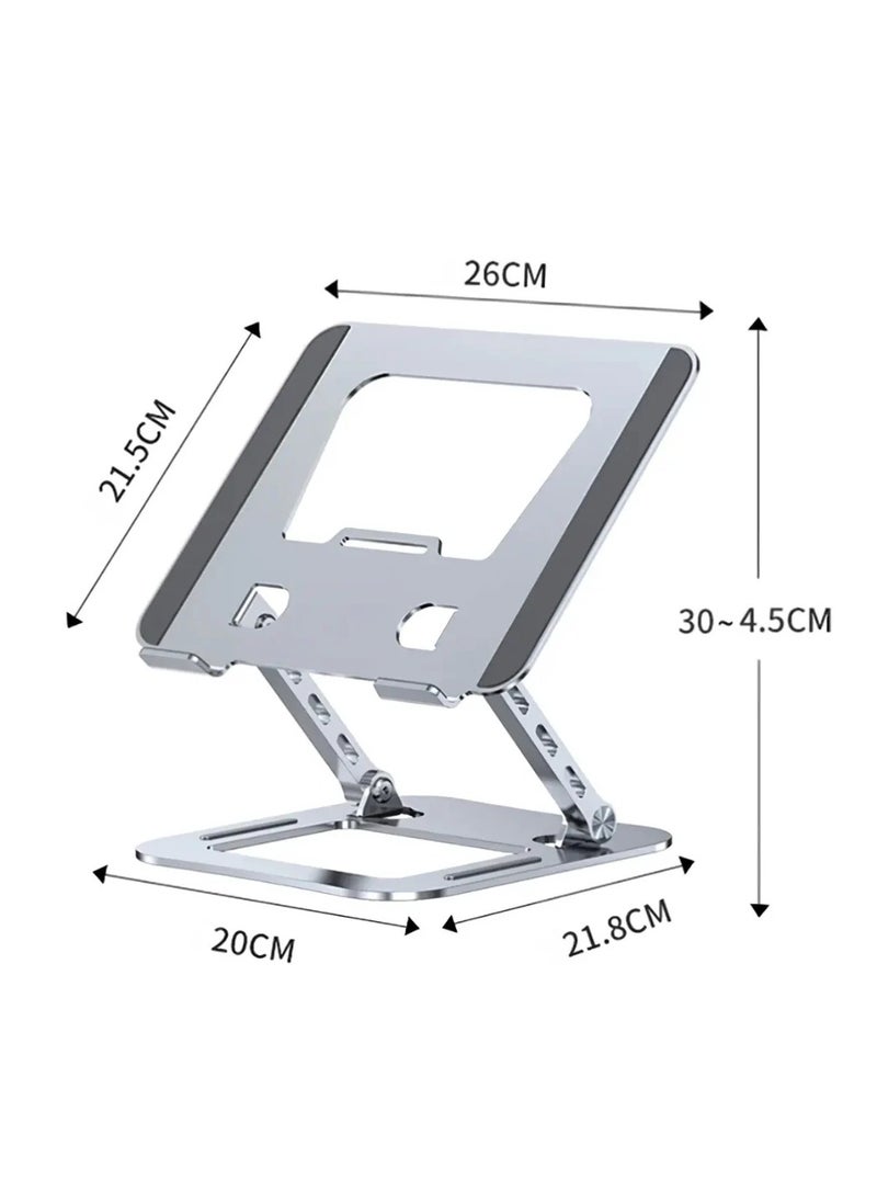 Generic Metal Folding Laptop Stand V5.1 With Efficient Heat Dissipation, Free Lifting And 360 Swivel Compatible With Various Of Laptops - Silver  - Image 2