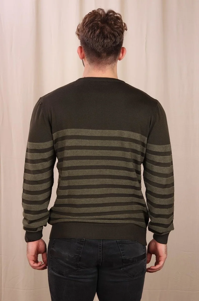 الكسندر جاردي Crew Neck Striped Regular Fit Sweater
