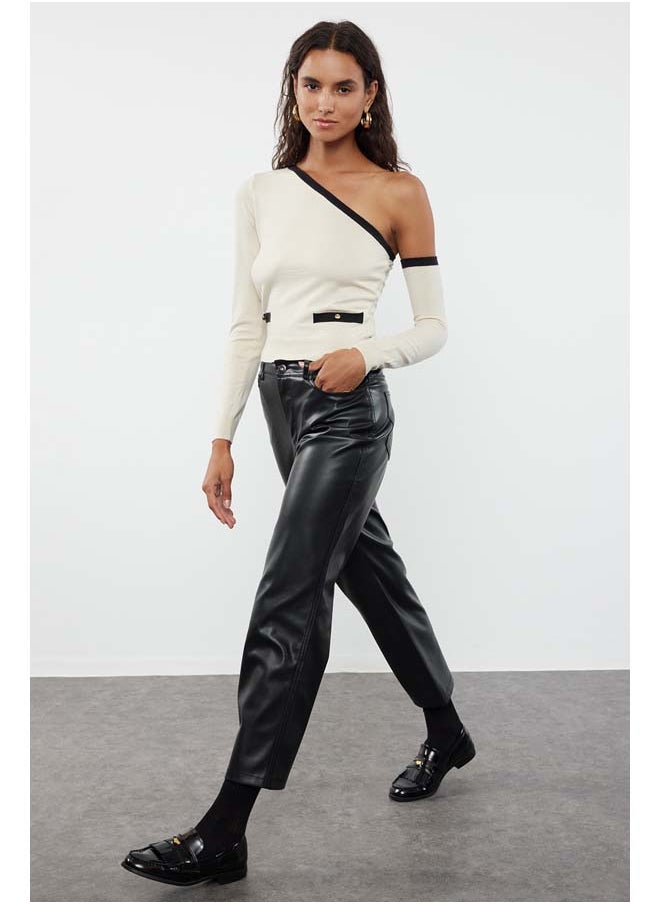 trendyol - Stone Crop One Shoulder Sleeve Detachable Premium Yarn/Special Yarn Knitwear Sweater TWOAW24KZ01148 - Image 1