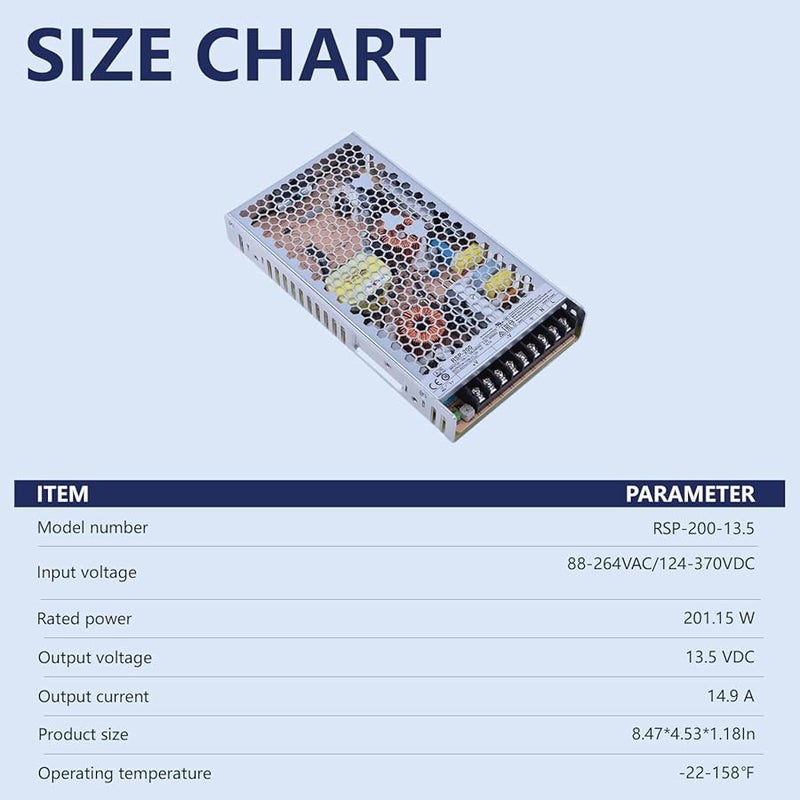 DYSGLOBAL 200W 13.5V AC DC Power Supply Single Output Active PFC Industrial Automation - Image 4